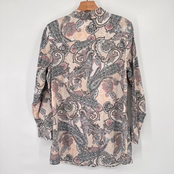 Chicos 2 No-Iron Paisley Button-Down Shirt Size large Womens tunic blouse - Picture 13 of 15